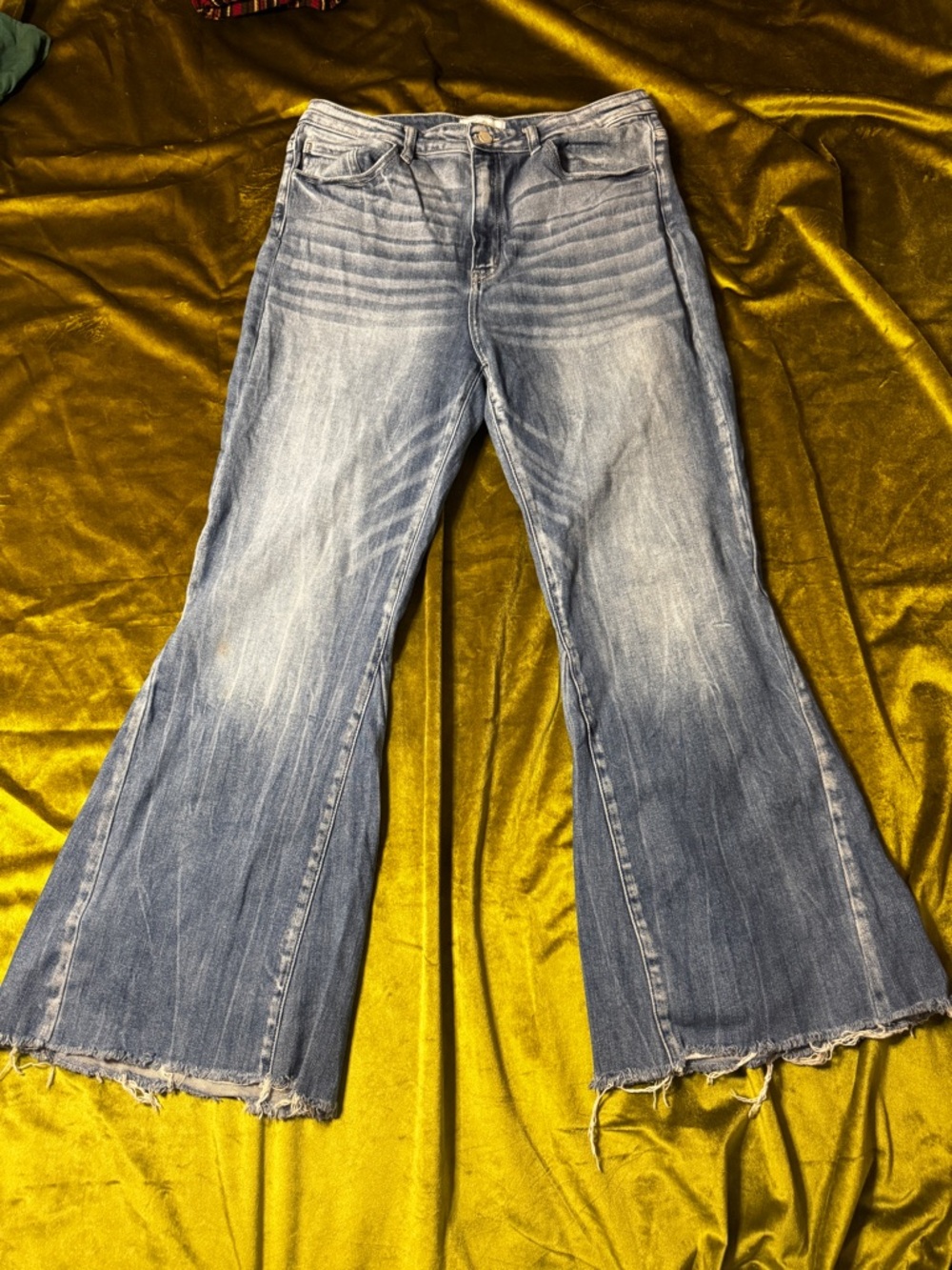 KanCan Light Blue Flare Jeans with Frayed Hem